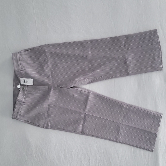 JJill Sz12P Linen-stretch Straight-leg Crops Grey Multi - Picture 8 of 9